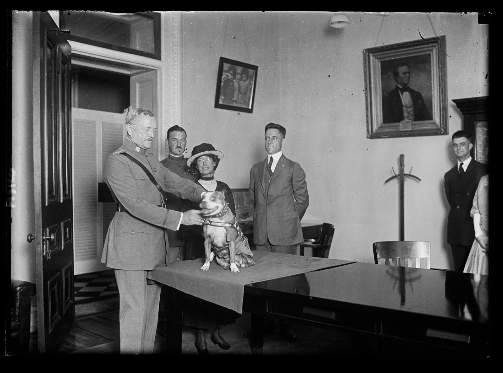 General Pershing, Robert Conroy, and Sergeant Stubby in an archival photograph