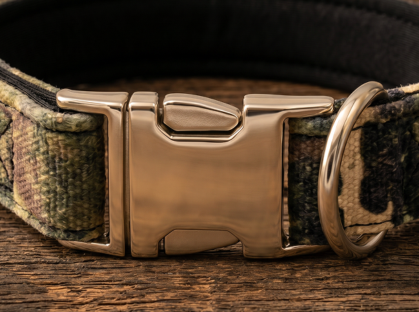 Brass-tone metal buckle on the Sgt. Stubby collar